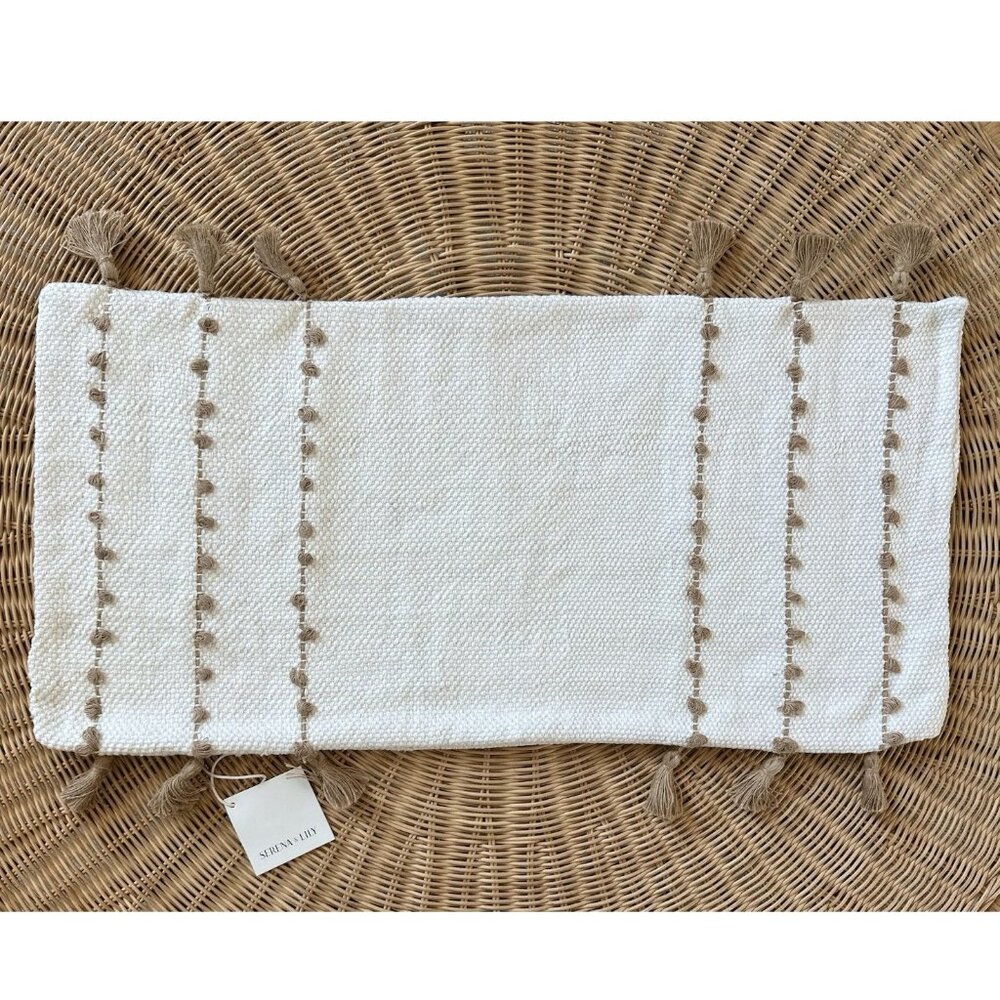 NEW Serena & Lily Belize Pillow Cover (14”x30”)-White/Jute Brown